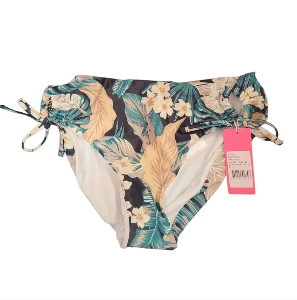 New Seafolly Multicolor Floral Tropical Hawaiian Bikini Bottom Girls Size 14